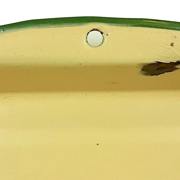 Cream and Green Enamelware Cake Casserole Pan Vintage Farmhouse Bakeware Decor - Picture 2 of 14